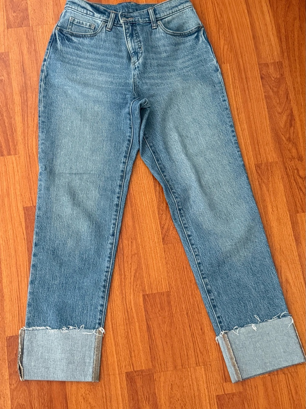 Banana Republic Light Blue Straight Leg Jeans with Cuffed Hem